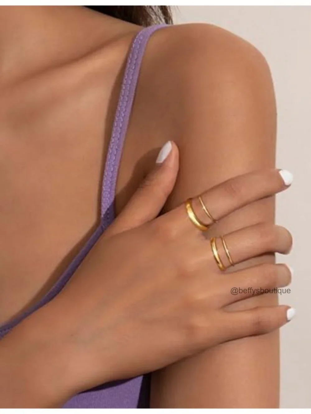 14K Gold Filled Stacking Ring Set for Women, 4Pcs Thin Wedding Band